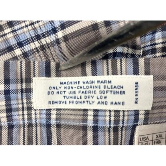 Brooks Brothers XXL Non-Iron Plaid Supima Cotton Long-Sleeve Shirt Gray / Blue - Picture 5 of 10